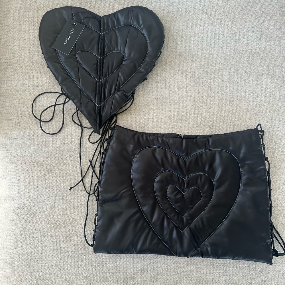 amor mia puffer set (top size small, bottom xs) top NWT bottom NWOT *not worn*